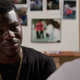 Dometi Pongo, left, in conversation with Cedric Johnson, brother of Kedarie Johnson.
